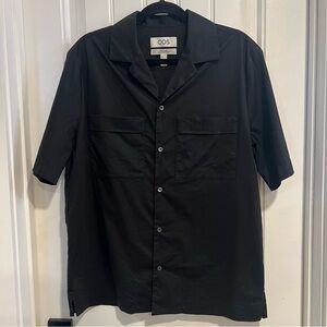 COS Black Short Sleeved Cuff Pocket‎ Button Front Shirt. Size Medium.